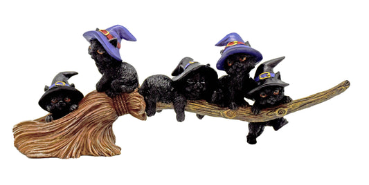 Cats on Broom Figurine